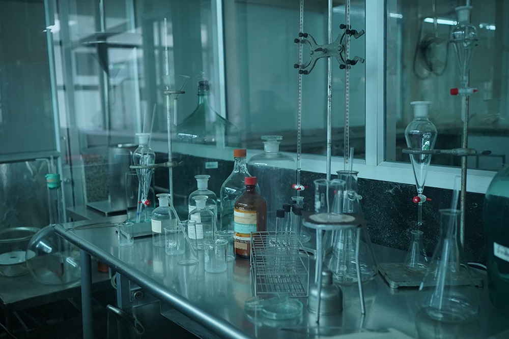 Health care researchers science laboratory.