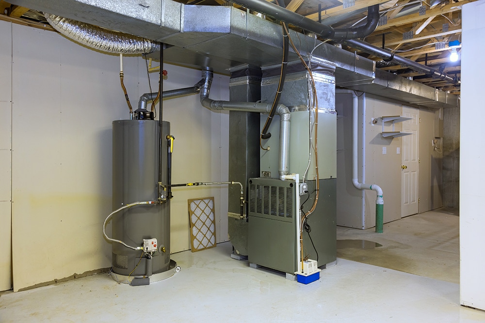 Installation of a gas water boiler tank in house was carried out during construction